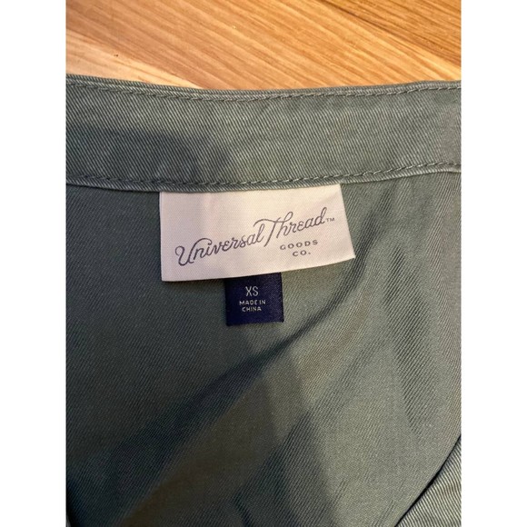 Universal Thread Zip Up V Neck Dress with Pickets Olive Green XS - Picture 2 of 5